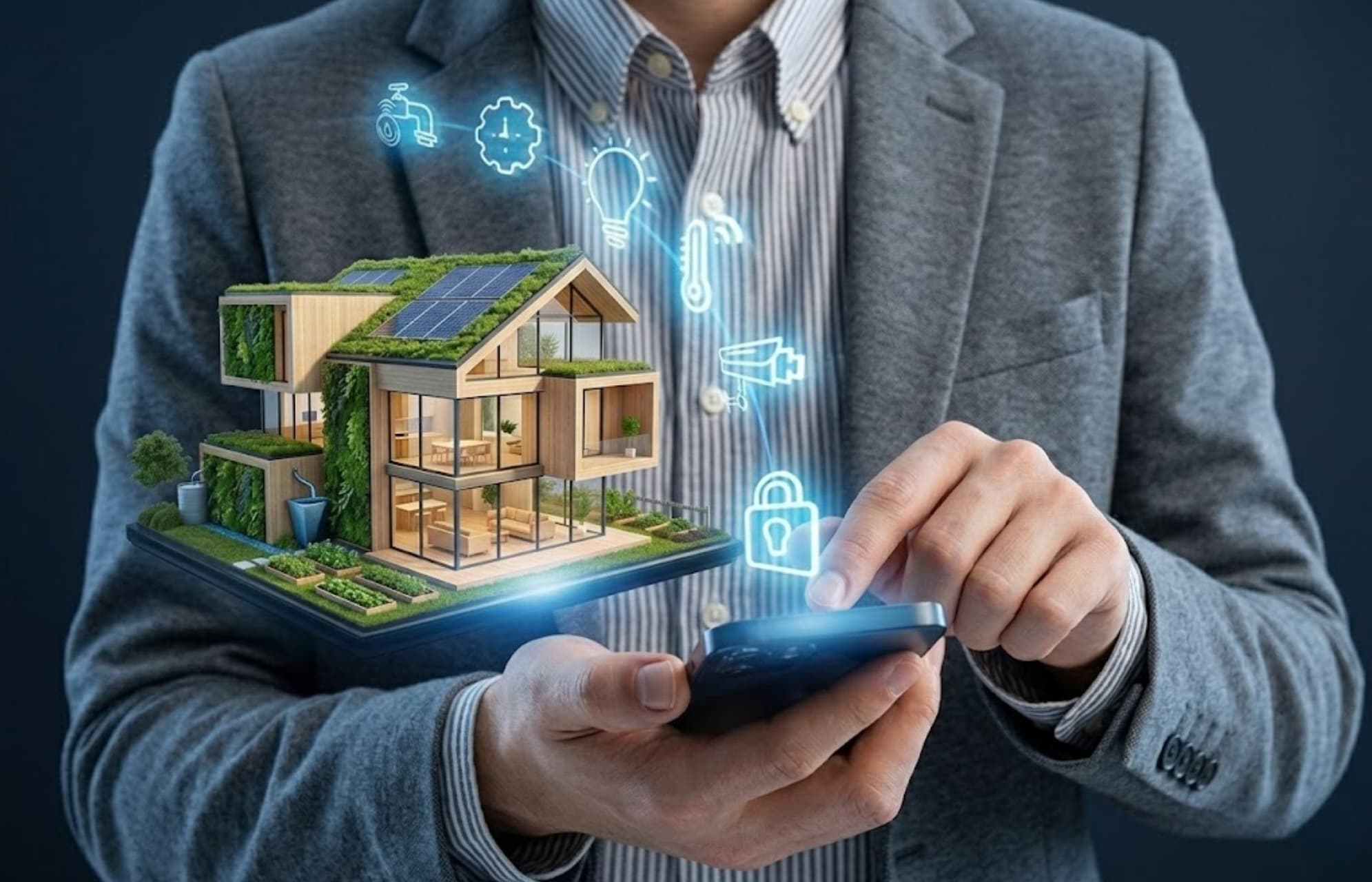 Akıllı ev sistemi, sesli komut, uzaktan erişim, enerji tasarrufu ve güvenlik alarmı